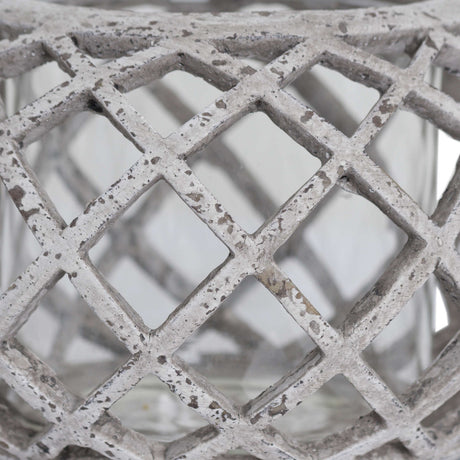 round ceramic lattice hurricane lantern