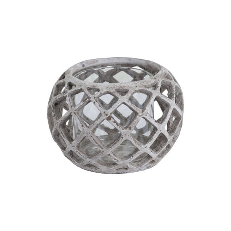 large round ceramic lattice hurricane lantern