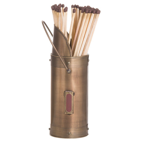 antique bronze matchstick holder with 60 matches