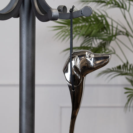 silver nickel dog head detail shoe horn