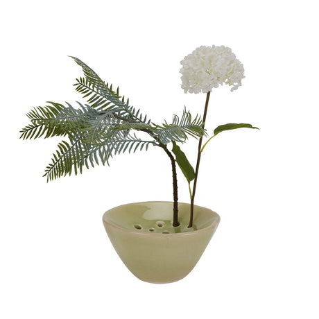 light green ceramic flower frog
