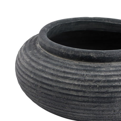 amalfi grey round ribbed planter