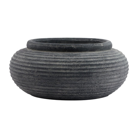 amalfi grey round ribbed planter