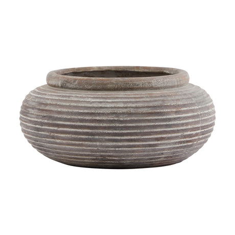 siena brown round ribbed planter