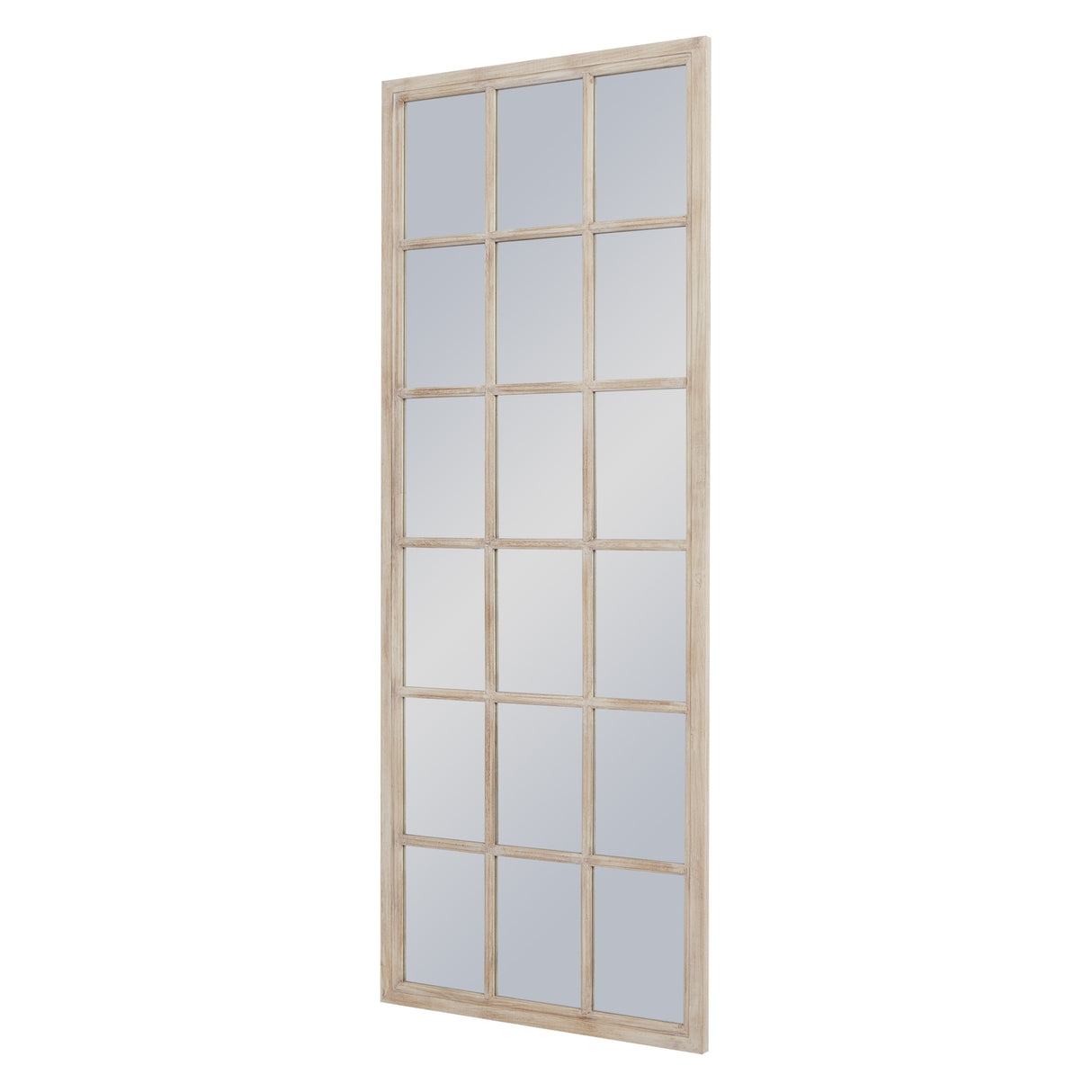 tall washed wood window mirror