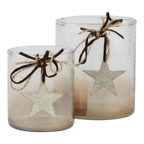 coffee ombre collection large candle holder votive with star