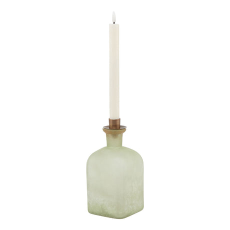 smoked sage and aged brass large candle holder vase