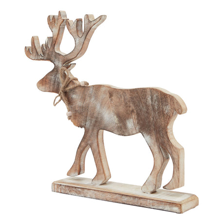 white wash collection wooden stag decoration