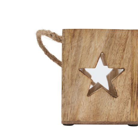 natural wooden small star tealight candle holder