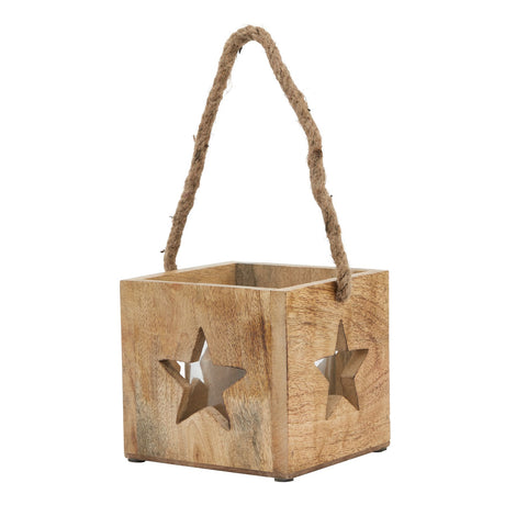 natural wooden star tealight candle holder