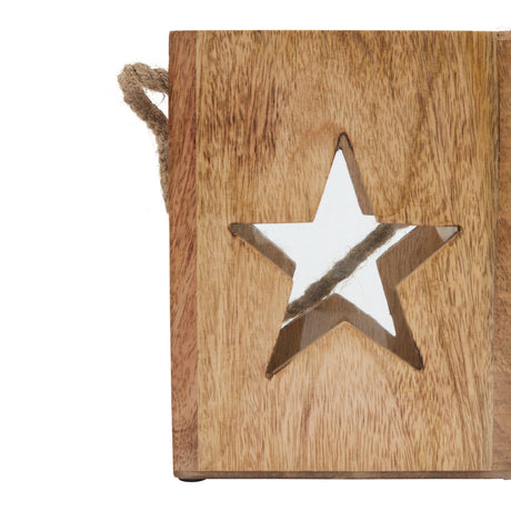 natural wooden large star tealight candle holder