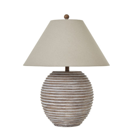 saturn table lamp with linen shade
