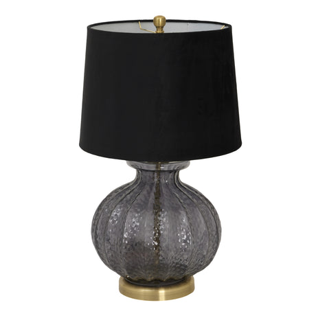 luxton glass fluted lamp with black velvet shade