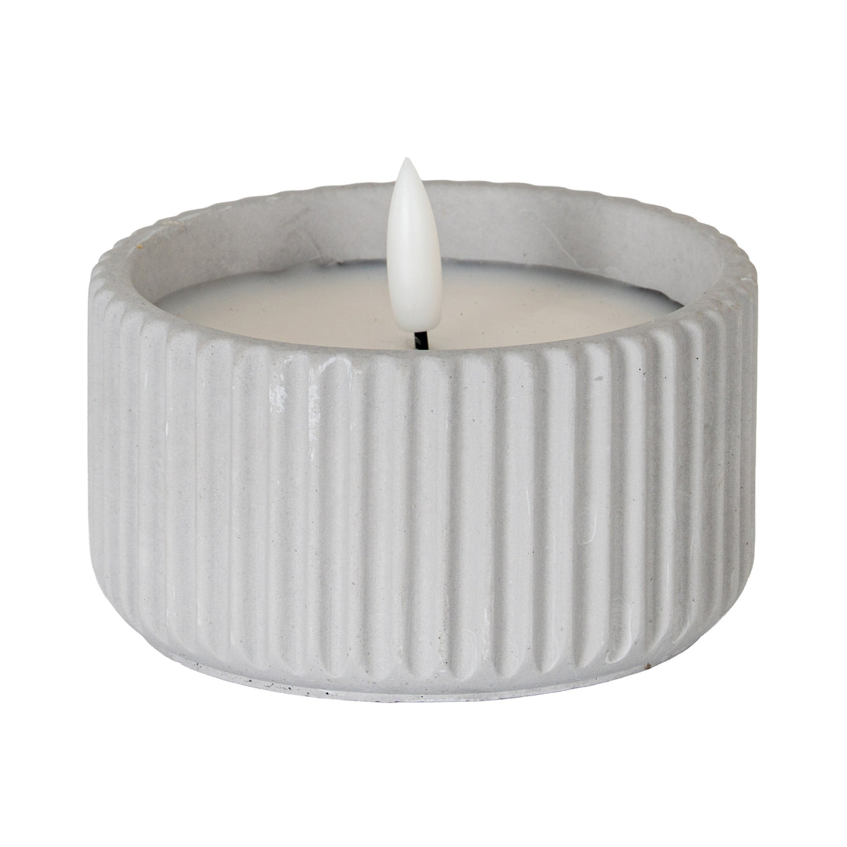 Leonie Natural Glow Chalk Ribbed Small LED Candle