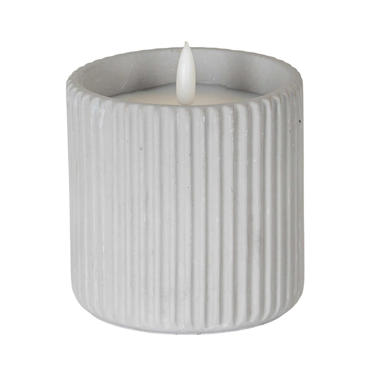 Leonie Natural Glow Chalk Ribbed Large LED Candle