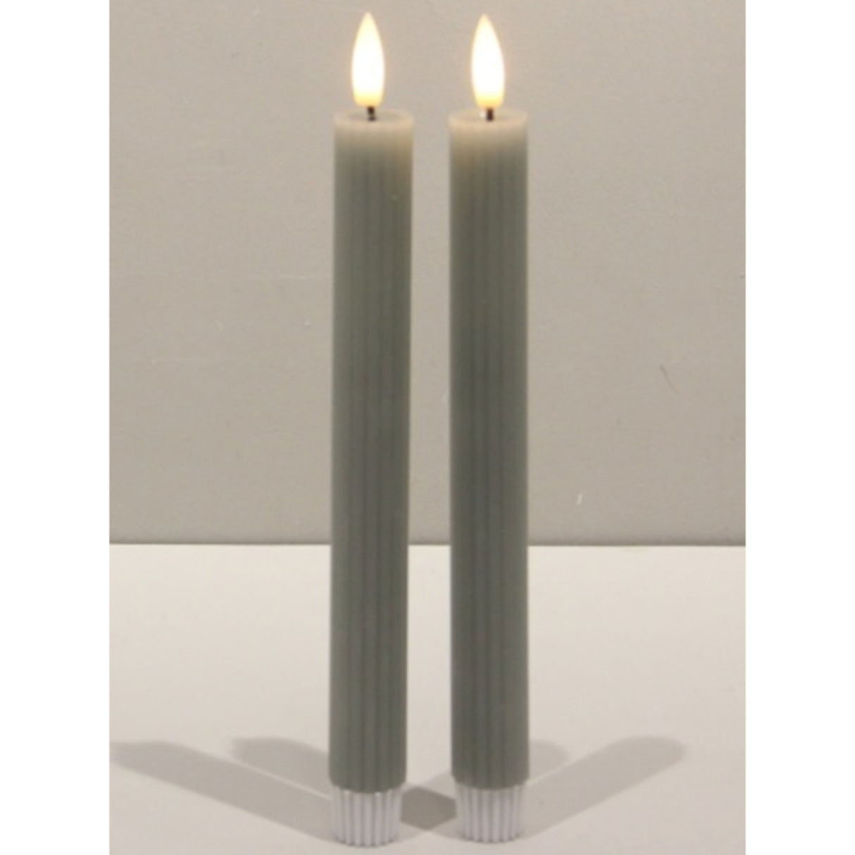 Josephine Natural Glow Sage Ribbed Taper Candles