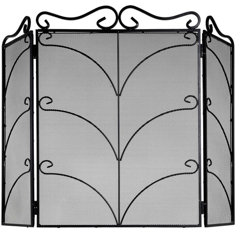 heavy large black ornate fire screen
