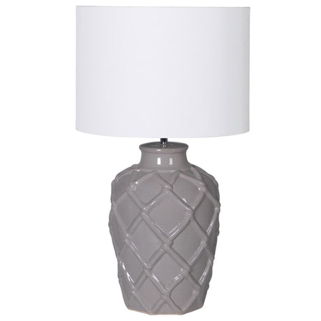 Chantal Grey Rope Pattern Ceramic Table Lamp with Linen Shade