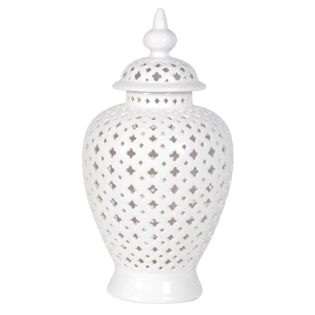 Apolline Large White Pierced Lidded Ginger Jar