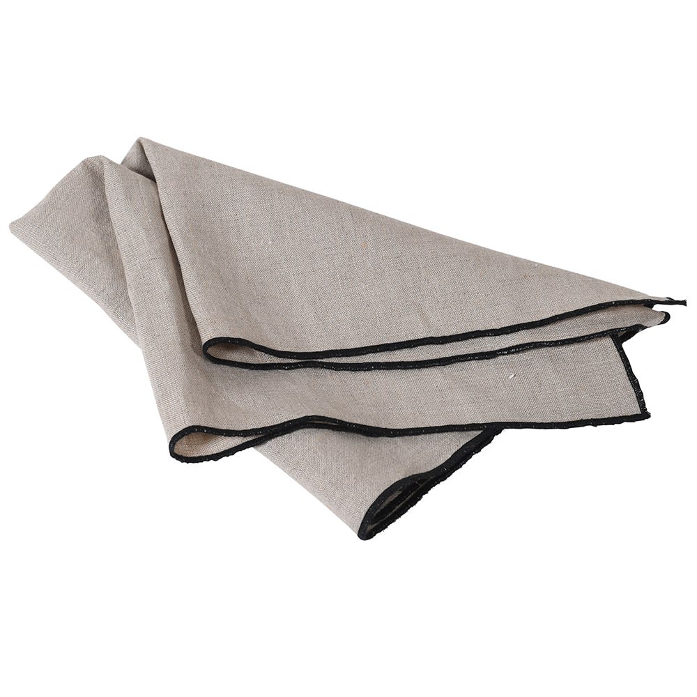 Therese Linen Napkins Edged in Black