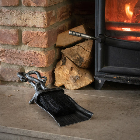 silver brushed steel crook top hearth tidy set