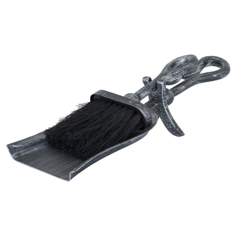 silver brushed steel crook top hearth tidy set