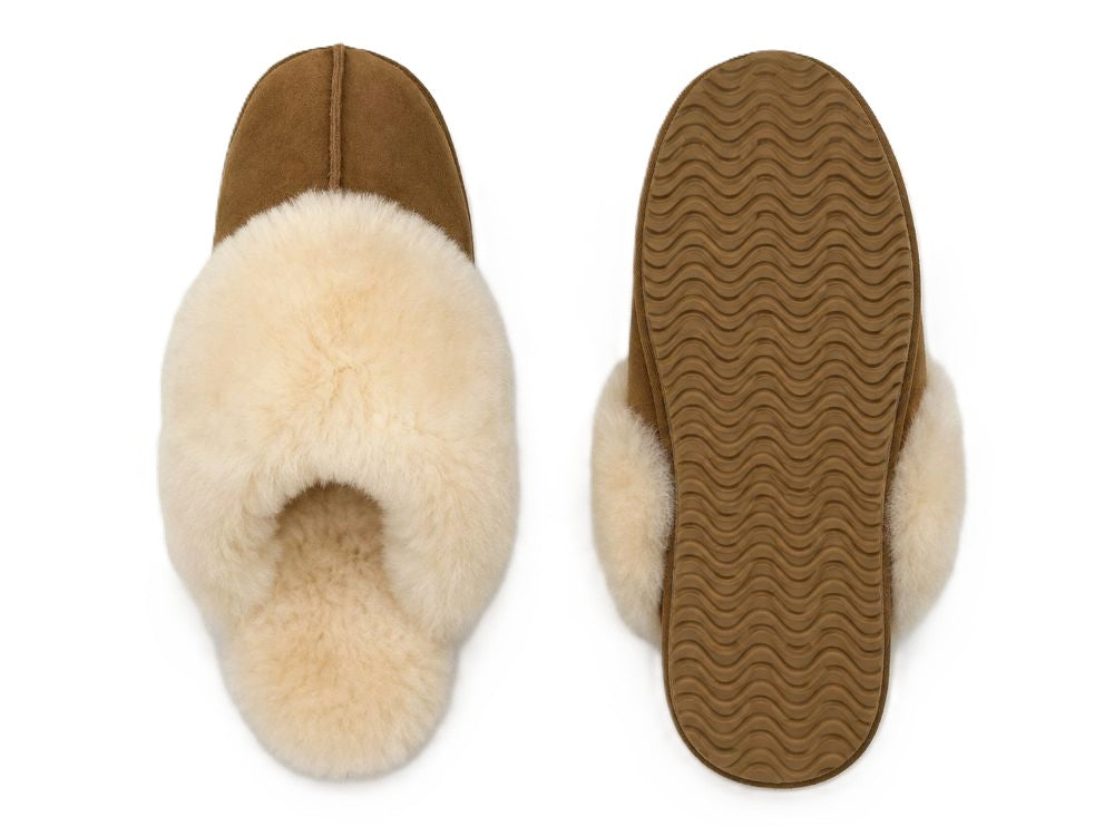 Sandrine Ladies Luxury Sheepskin Slippers – Chestnut