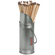 antique pewter match holder with 60 matches
