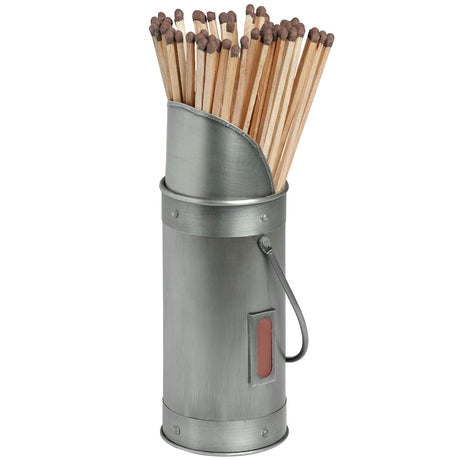 antique pewter match holder with 60 matches