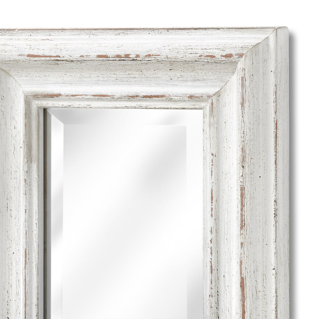 antique white frame narrow wall mirror
