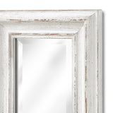 antique white frame narrow wall mirror