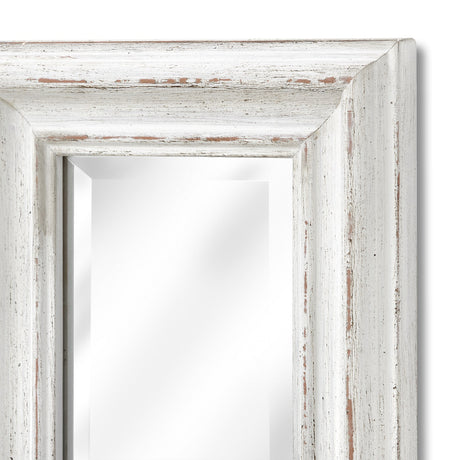 antique white frame narrow wall mirror