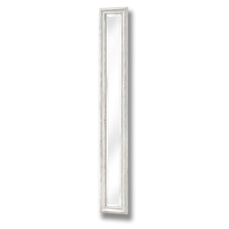 antique white frame narrow wall mirror