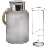 frosted glass lantern with rope detail and interior led
