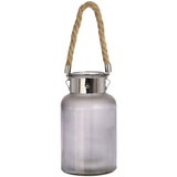 Violette Frosted Glass Lantern with Rope Detail and Interior LED