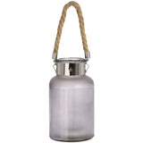 frosted glass lantern with rope detail and interior led
