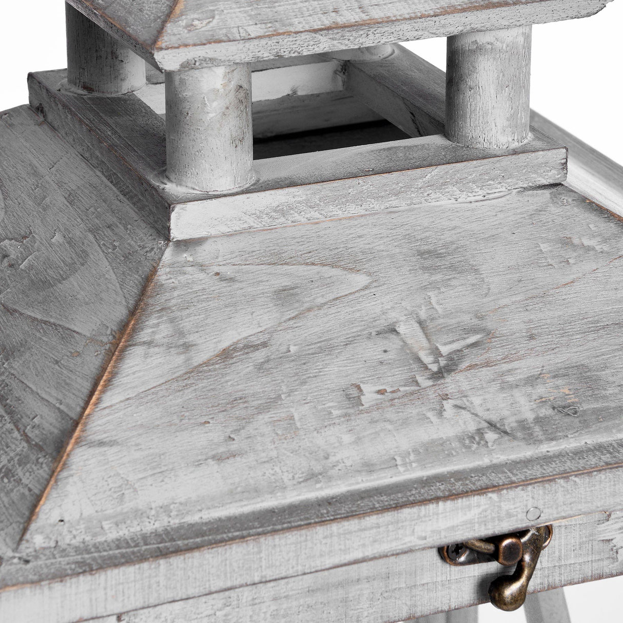 set of three wooden lanterns with traditional cross section