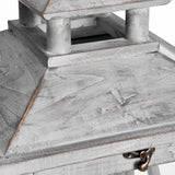 set of three wooden lanterns with traditional cross section