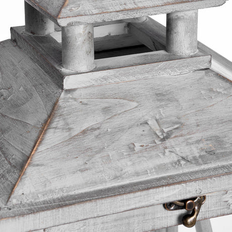 set of three wooden lanterns with traditional cross section