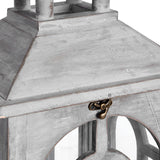 set of three wooden lanterns with archway design