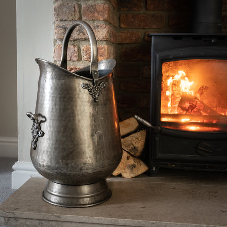 antique pewter coal bucket