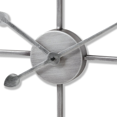 silver heart skeleton wall clock