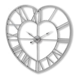 Aline Silver Heart Skeleton Wall Clock