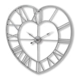 silver heart skeleton wall clock