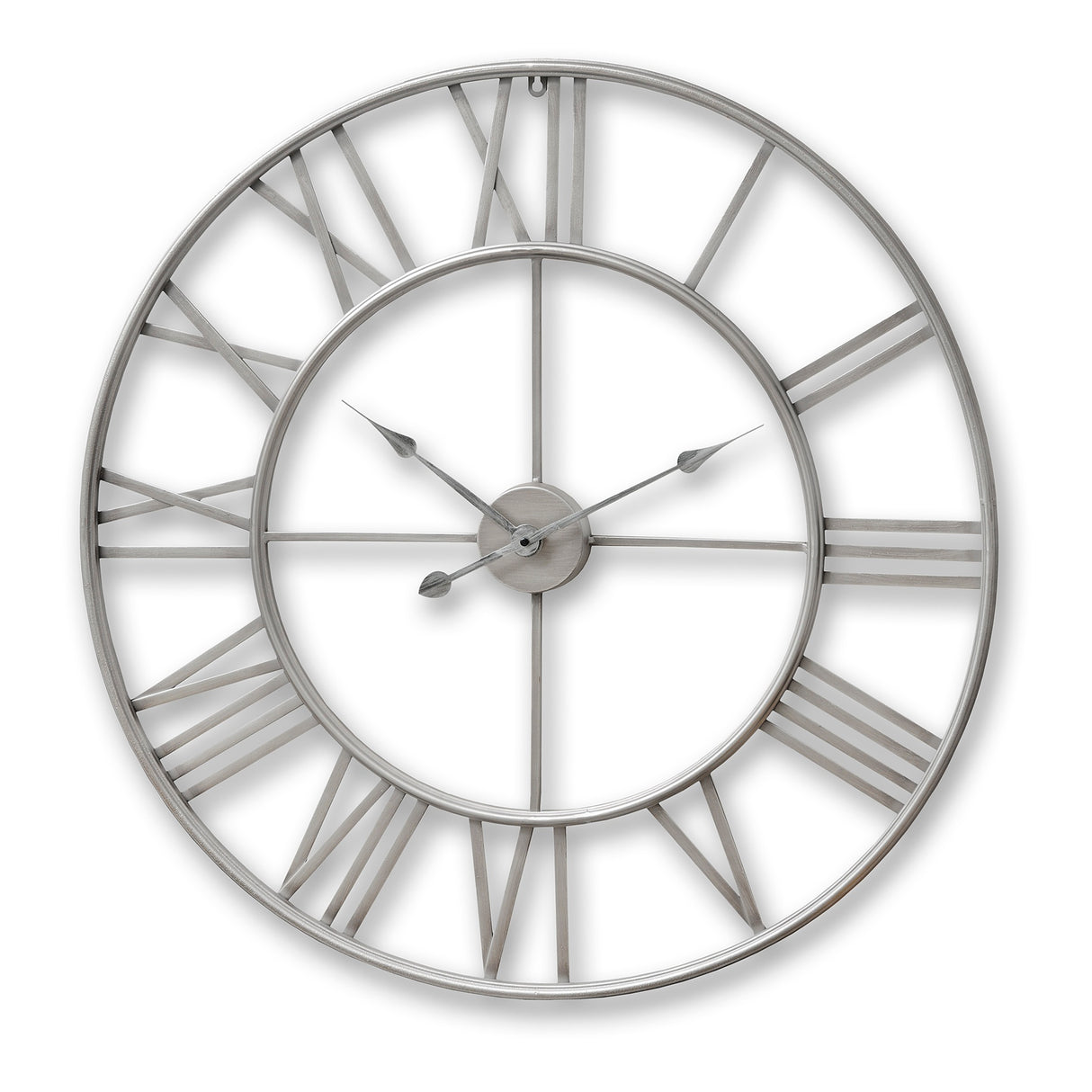 large silver skeleton wall clock