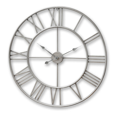 large silver skeleton wall clock