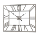 silver rectangular skeleton wall clock