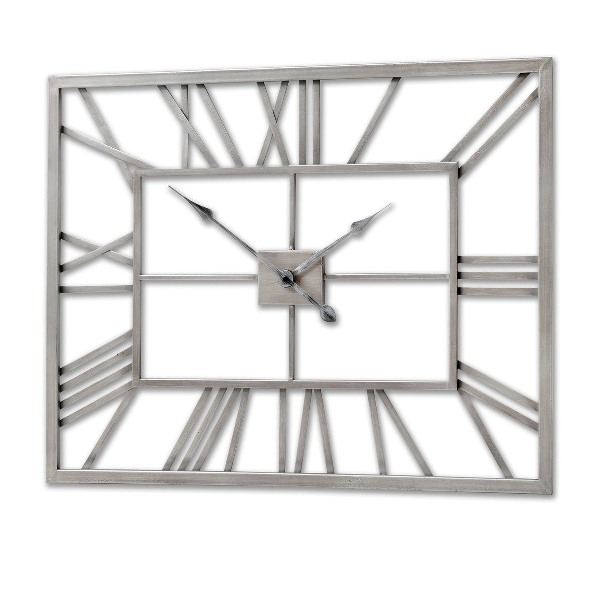 Aline Silver Rectangular Skeleton Wall Clock