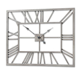 Aline Silver Rectangular Skeleton Wall Clock
