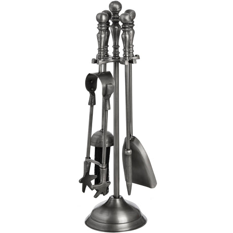 traditional companion set in antique pewter